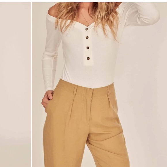 astr the label calla khaki tan cropped high waist trouser pants size small new - Picture 3 of 9